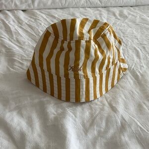 Striped Kith Yellow and White Bucket Hat